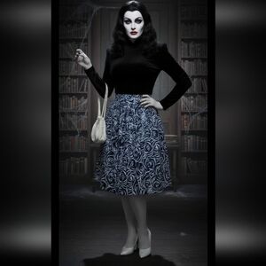 Vintage 80s Abstract Print Pleated Skirt